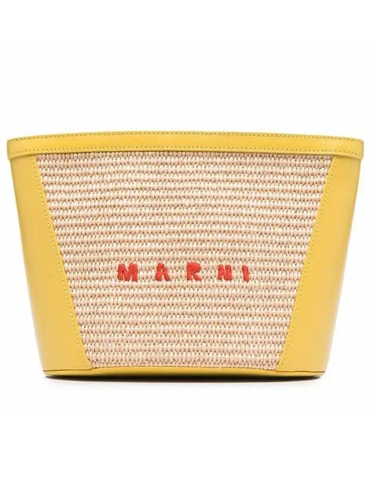 Tropicalia Raffia Leather Logo Pouch Bag Yellow - MARNI - BALAAN 2