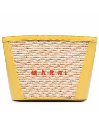 Tropicalia Raffia Leather Logo Pouch Bag Yellow - MARNI - BALAAN 2