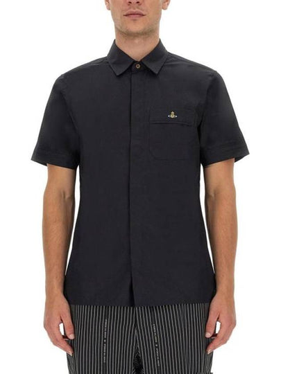 Men's Logo Classic Short Sleeve Shirt Black - VIVIENNE WESTWOOD - BALAAN 2