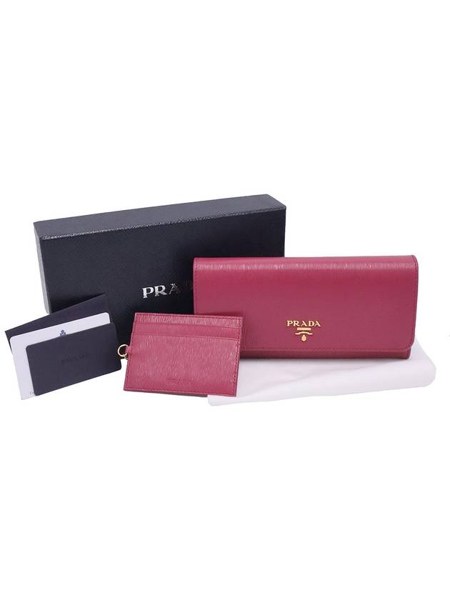 Women s Prada 1MH132 Pink Saffiano Gold Metal Lettering Logo Long Wallet gt Gangbuk used luxury goods - PRADA - BALAAN 3