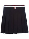 Women's Striped Band Cotton Pleated Skirt Navy - THOM BROWNE - BALAAN 8