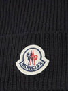 Logo Patch Wool Beanie Navy - MONCLER - BALAAN 5
