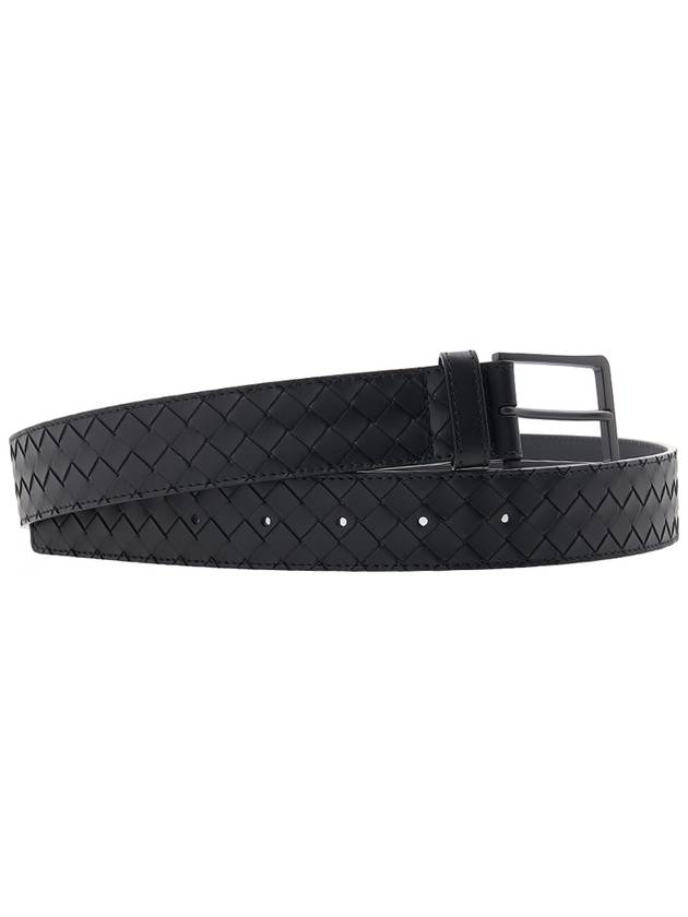 Intrecciato Leather Belt Black - BOTTEGA VENETA - BALAAN 4