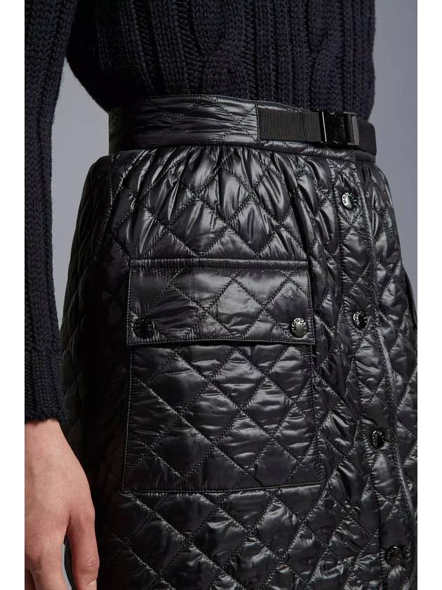 Women's Quilted Logo Patch Mini A-Line Skirt Black - MONCLER - BALAAN 4