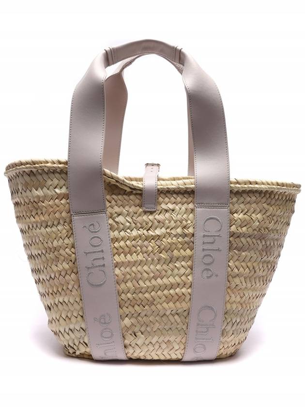 Sense Medium Raffia Basket Tote Bag Beige Grey - CHLOE - BALAAN 5