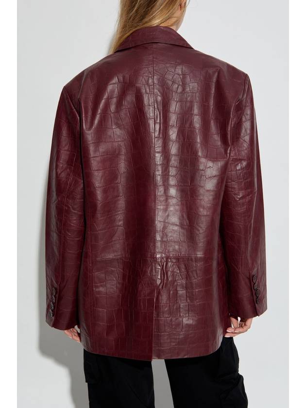 Gestuz Leather Blazer Emiolagz, Women's, Burgundy - GESTUZ - BALAAN 4