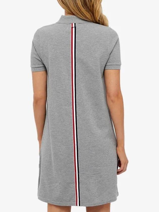 Classic Cotton Pique Center Back Stripe A-Line Short Sleeve Polo Shirt Short Dress Grey - THOM BROWNE - BALAAN 4