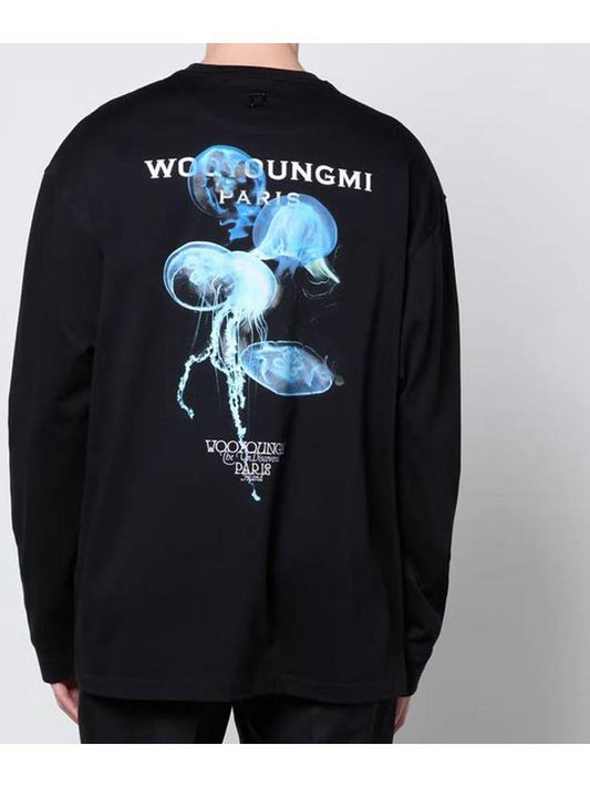 Luminous Jellyfish Back Logo Long Sleeve T-Shirt Black - WOOYOUNGMI - BALAAN 2