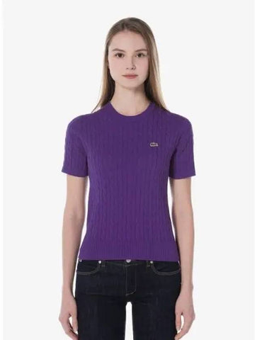 Women s Cable Short Sleeve Crew Neck AF480E 54G IY2 Domestic Product GQ2N24013024224 - LACOSTE - BALAAN 1