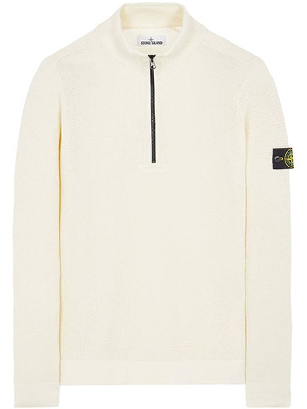 Wappen Patch Half Zip Up Knit Top Ivory - STONE ISLAND - BALAAN 2