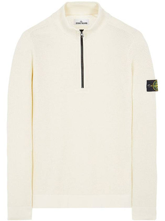 Wappen Patch Half Zip Up Knit Top Ivory - STONE ISLAND - BALAAN 2