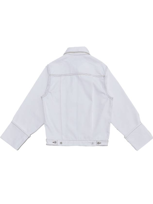 Women's Non Fade Roll-up Denim Jacket White - MOTH - BALAAN 4