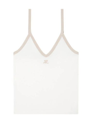 Contrast V-Neck Sleeveless White - COURREGES - BALAAN 1