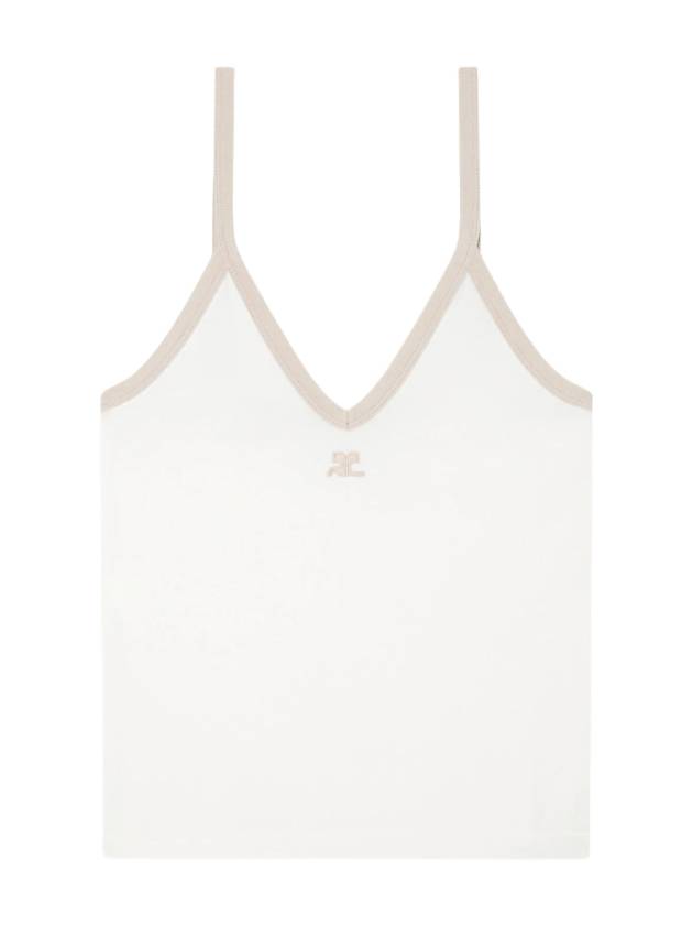 Contrast V-Neck Sleeveless White - COURREGES - BALAAN 1