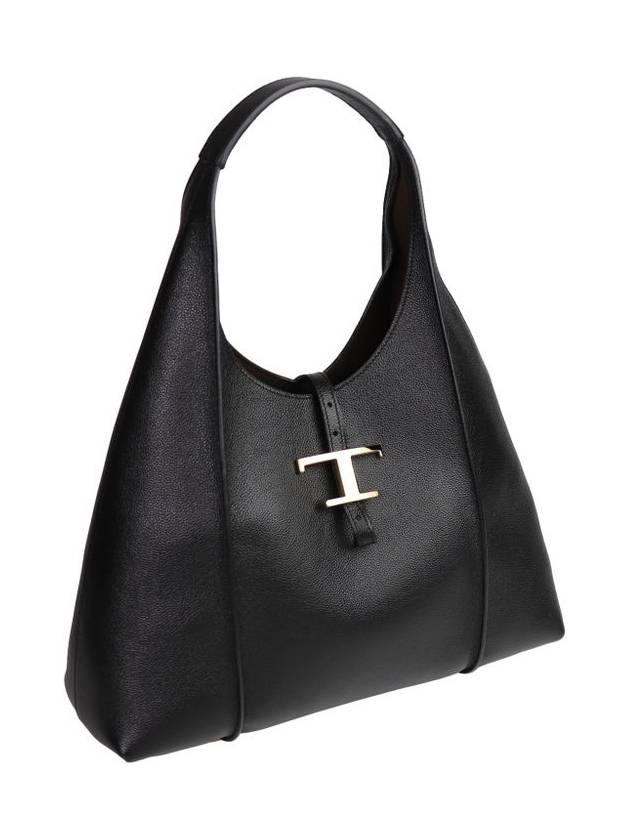 T Timeless Medium Leather Shoulder Bag Black - TOD'S - BALAAN 4