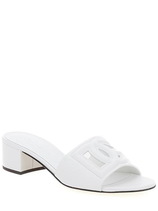 White Mules With Low Heel And Dg Millennials Detail In Smooth Leather Woman - DOLCE&GABBANA - BALAAN 2