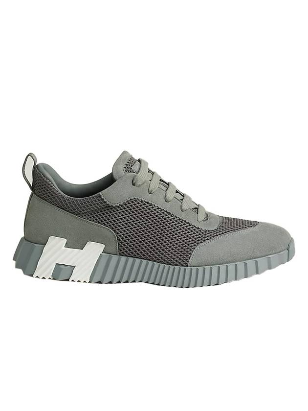 Bouncing Graphic Mesh Suede Low Top Sneakers Gris Brume - HERMES - BALAAN 1