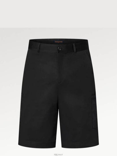 Flocked Cotton Cargo Shorts Black - LOUIS VUITTON - BALAAN 2