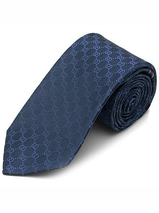 GG Pattern Silk Tie Navy - GUCCI - BALAAN 2