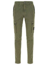 Wappen Patch Slim Fit Straight Pants Green - STONE ISLAND - BALAAN 1