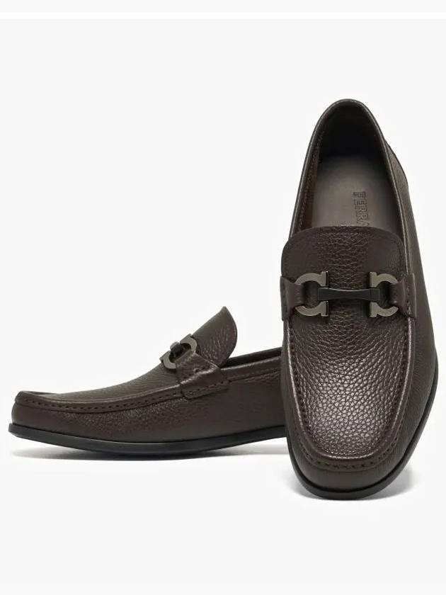 Gancini Suede Moccasin Loafers Dark Brown - SALVATORE FERRAGAMO - BALAAN 4