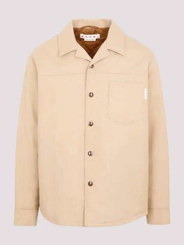 Men's Wool Shirt Jacket Beige - MARNI - BALAAN 3