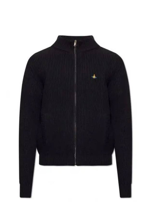 Embroidery Logo Zipper Cardigan Black - VIVIENNE WESTWOOD - BALAAN 2