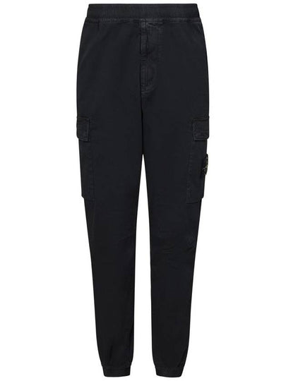 Stretch Cotton Cargo Straight Pants Black - STONE ISLAND - BALAAN 2