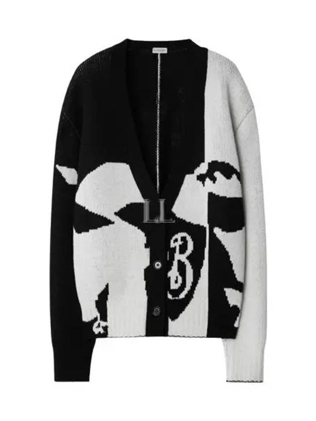 EKD V-Neck Cashmere Cardigan White Black - BURBERRY - BALAAN 2