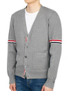 Milano Stitch Sprite Armband Cotton V-neck Cardigan Light Grey - THOM BROWNE - BALAAN 4