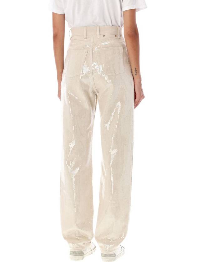 Transparent All Over Sequin Straight Pants Ecru - GOLDEN GOOSE - BALAAN 3