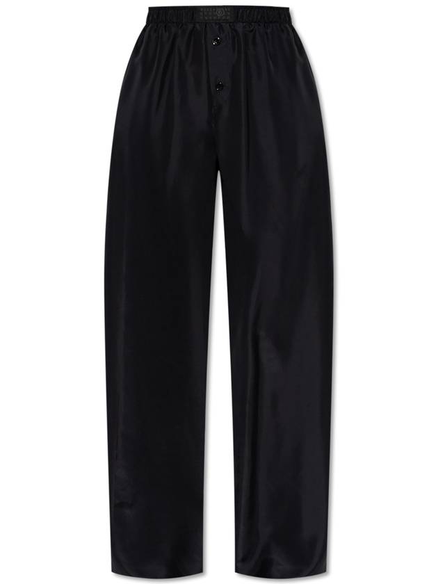 MM6 Maison Margiela Loose-fitting Silk Trousers, Women's, Black - MAISON MARGIELA - BALAAN 1