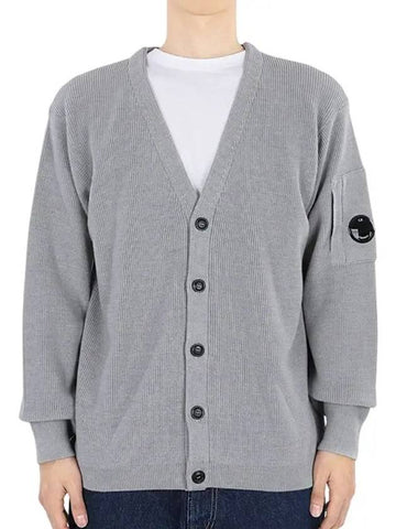 Men s Lens Wappen Button Front Cardigan Gray 17CMKN253A 006595A M92 - CP COMPANY - BALAAN 1