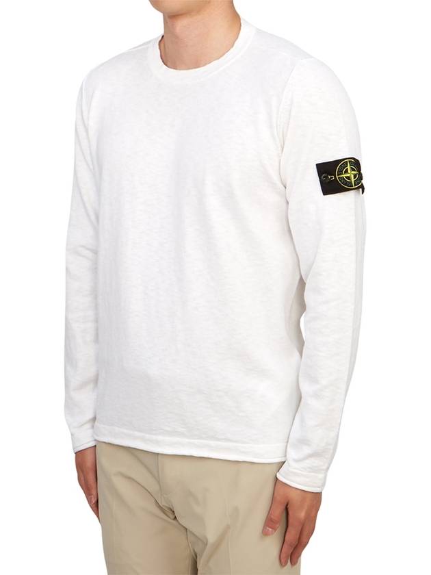 Compass Badge Ribbed Cotton Knit Top White - STONE ISLAND - BALAAN 3