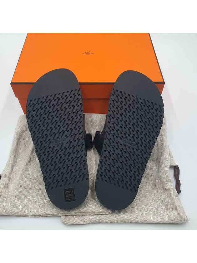 Chypre Leather Sandals Black - HERMES - BALAAN 7