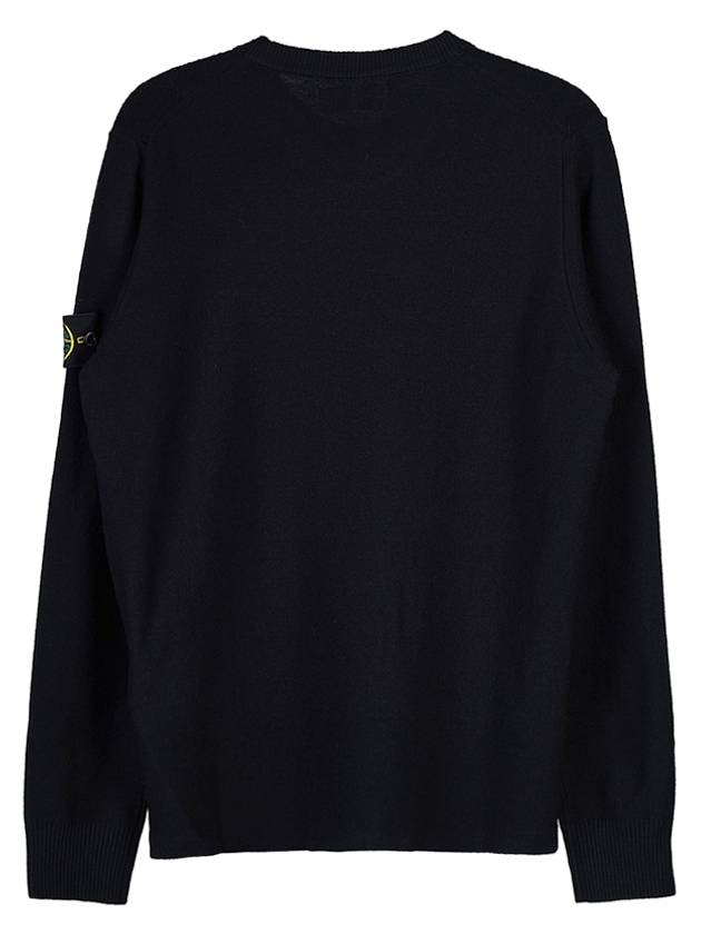 Men's Wappen Patch Crew Neck Wool Knit Top Black - STONE ISLAND - BALAAN 3