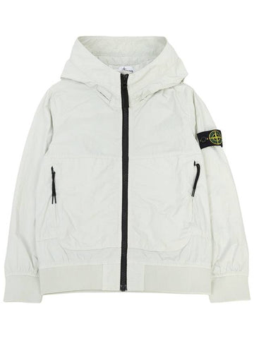 Kids Wappen Patch Wind Zip Up Hoodie White - STONE ISLAND - BALAAN 1