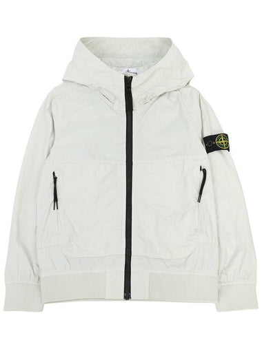 Kids Wappen Patch Wind Zip Up Hoodie White - STONE ISLAND - BALAAN 1