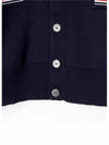 Men's Navy Side Intarsia Milano Stitch Wool Cardigan Navy - THOM BROWNE - BALAAN 6