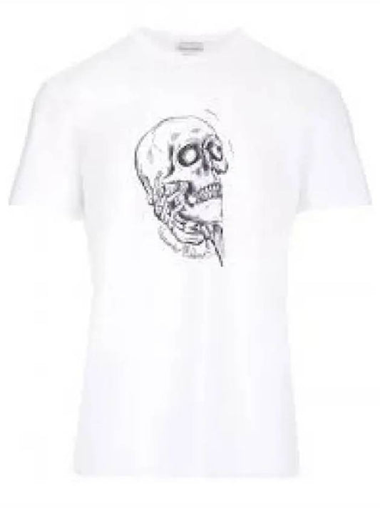 Skull Print Short Sleeve T-Shirt White - ALEXANDER MCQUEEN - BALAAN 2