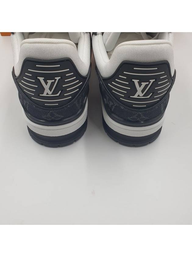 Men's LV Trainer Monogram Denim Low Top Sneakers Black White - LOUIS VUITTON - BALAAN 10