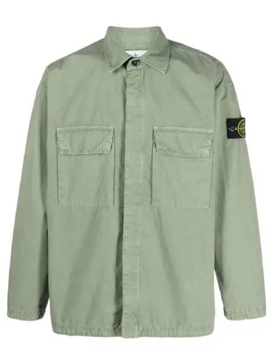 Old Treatment Over Long Sleeve Shirt Sage Green - STONE ISLAND - BALAAN 2