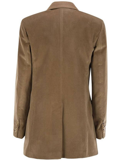 POTENTE - Camel and velvet double-breasted blazer - MAX MARA - BALAAN 2