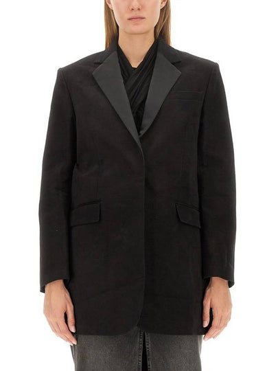 Single Breasted V Neck Blazer Cotton Jacket Black - ISABEL MARANT - BALAAN 2