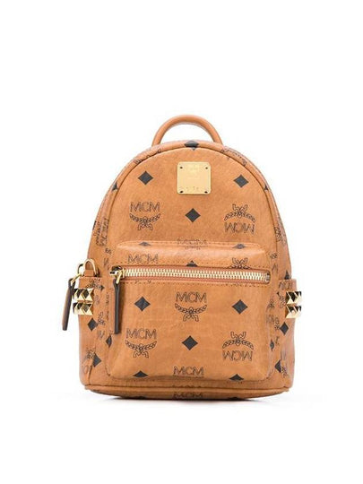 Stark Gold Studded Mini Backpack Brown - MCM - BALAAN 2