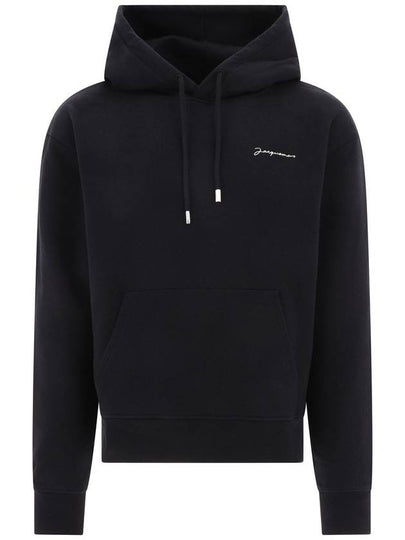 Le Brode Embroidered Logo Cotton Hoodie Black - JACQUEMUS - BALAAN 2