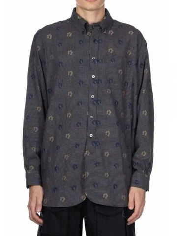 19 Century BD Shirt Charcoal Cotton Floral Houndstooth 24F1A001 PS006 TN012 19C - ENGINEERED GARMENTS - BALAAN 1