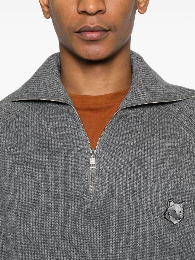 MAISON KITSUNÉ BOLD FOX HEAD PATCH HALF ZIP RIBBED JUMP - MAISON KITSUNE - BALAAN 5