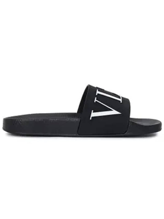 Men's Logo Print Rubber Slippers Black - VALENTINO - BALAAN 1