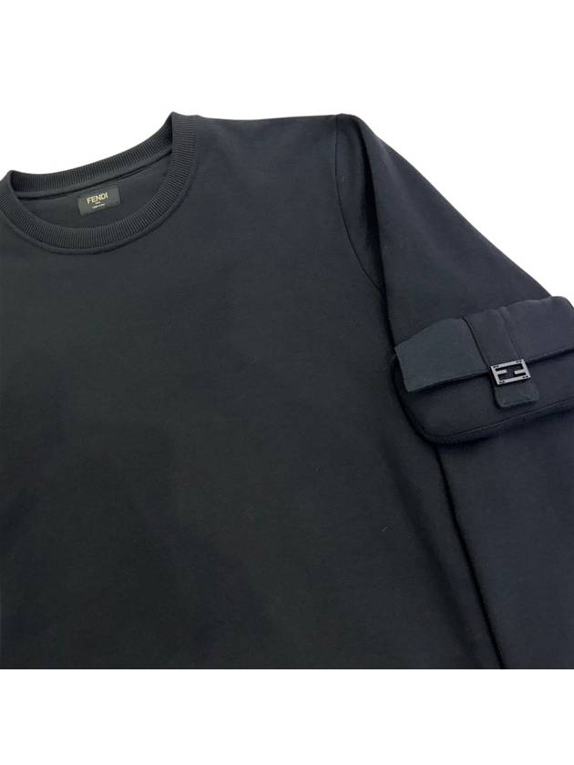 Baquette Crew Neck Cotton Sweatshirt Black - FENDI - BALAAN 4